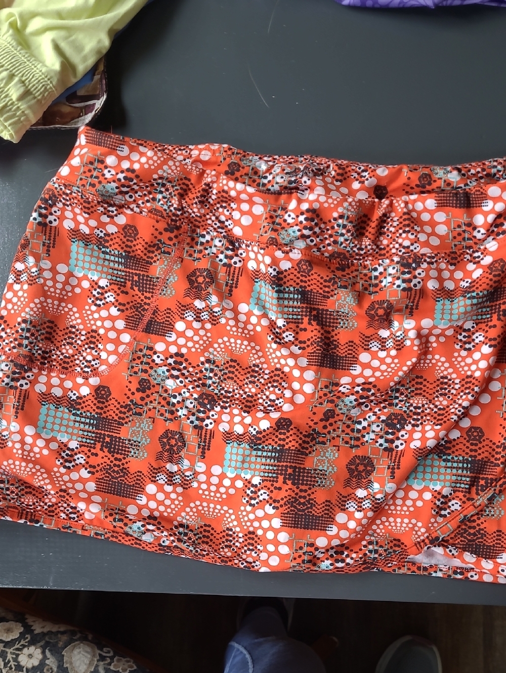 Soybu Orange Multi-Pattern Athletic Mini Skirt